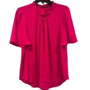 T Tahari Pink Blouse High Neck Size Large